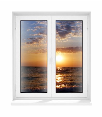 new closed plastic glass window frame evening isolated on the white background 3d model illustration Stock Photo - Budget Royalty-Free & Subscription, Code: 400-04517913