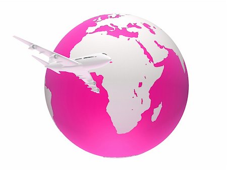 3d rendered illustration of a globe and a plane Stock Photo - Budget Royalty-Free & Subscription, Code: 400-04518170