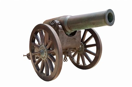 simsearch:400-05677294,k - Ancient Spanish howitzer cannon ( Obús de bronce de 21cm Plasencia Md. 1885/91 ) isolated on white Stock Photo - Budget Royalty-Free & Subscription, Code: 400-04518310