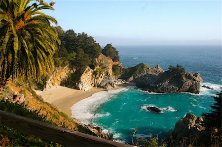 pacific coast highway - mcway, waterfall, california, big sur, highway, one, cliff, pacific, ocean, coast, water, julia pfeiffer burns, state,  park, monterey, county Stock Photo - Budget Royalty-Free & Subscription, Code: 400-04518373