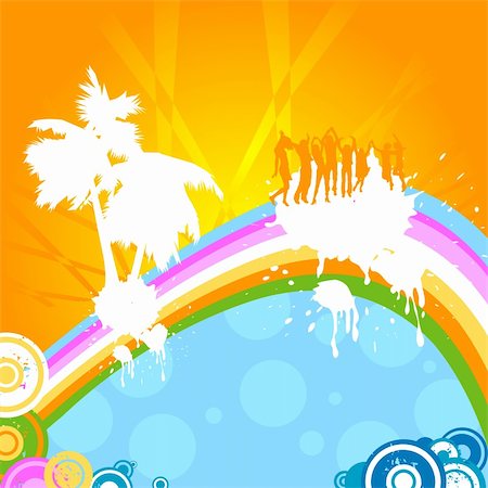 silhouettes dancing on a rainbow Stock Photo - Budget Royalty-Free & Subscription, Code: 400-04518776