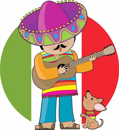 simsearch:400-06202501,k - A Mexican man playing guitar and serenading his little chihuahua Fotografie stock - Microstock e Abbonamento, Codice: 400-04519242