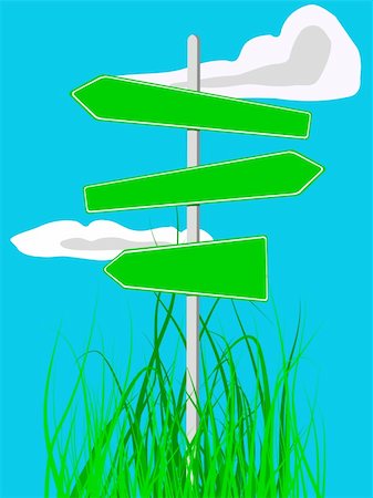 simsearch:400-04875633,k - vector illustration of direction sings in the middle of grass under a blue sky Stock Photo - Budget Royalty-Free & Subscription, Code: 400-04519298