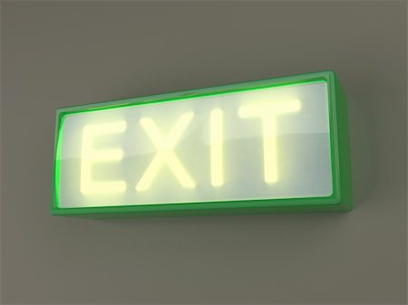 3d scene of the signboard with inscription "EXIT" Stock Photo - Budget Royalty-Free & Subscription, Code: 400-04519444