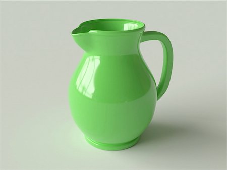 3d scene of the ceramic pitcher of the green colour Photographie de stock - Aubaine LD & Abonnement, Code: 400-04519450