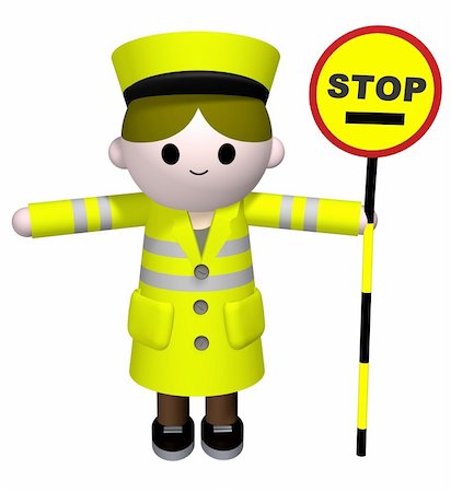 3D illustration of a lollipop lady holding a stop sign Stock Photo - Budget Royalty-Free & Subscription, Code: 400-04519701