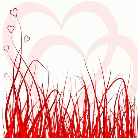 vector red grass decorated with hearts Stock Photo - Budget Royalty-Free & Subscription, Code: 400-04519723