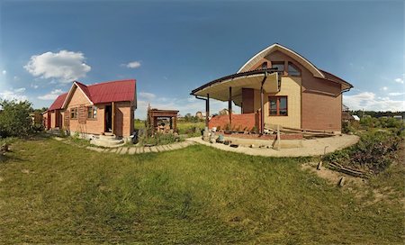 Panoramic view of a new suburban cottage Stock Photo - Budget Royalty-Free & Subscription, Code: 400-04510527
