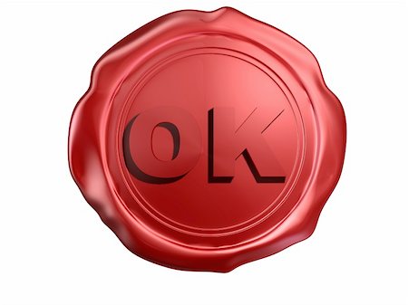 ringed seal - 3d rendered illustration of a red wax seal with the letters "ok" Stock Photo - Budget Royalty-Free & Subscription, Code: 400-04510583