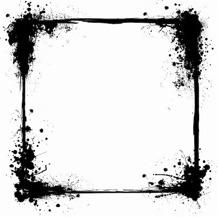 faded splatter background - Illustrated ink frame in black and white with copy space Stock Photo - Budget Royalty-Free & Subscription, Code: 400-04510654