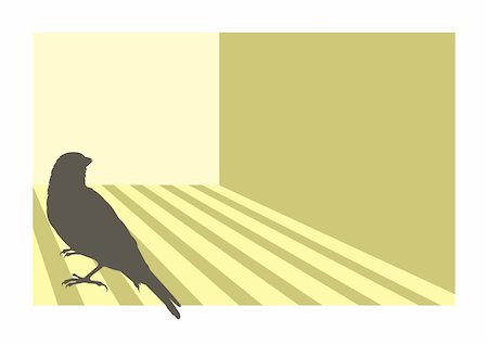 Canary bird silhouette on yellow geometric background. Photographie de stock - Aubaine LD & Abonnement, Code: 400-04510709