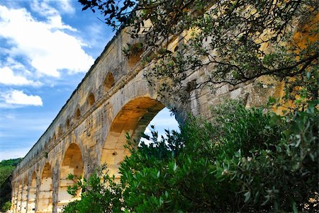 simsearch:400-04954043,k - Pont du Gard is a part of Roman aqueduct in southern France near Nimes. Stock Photo - Budget Royalty-Free & Subscription, Code: 400-04510812