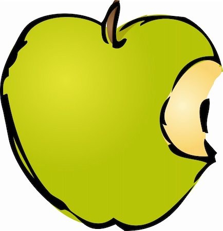 simsearch:400-04994957,k - Eaten green apple with a bite isometric illustration lineart hand-drawn sketch Fotografie stock - Microstock e Abbonamento, Codice: 400-04510833