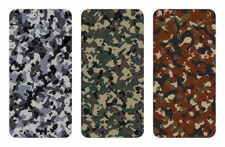 Different type of camouflage textures over white background Stock Photo - Budget Royalty-Free & Subscription, Code: 400-04510909