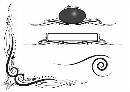 Corner piece and oval and rectangle panels with scrolls, dots and chevrons. Vector illustration with objects on separate layers to select easily Stock Photo - Budget Royalty-Free & Subscription, Code: 400-04511358