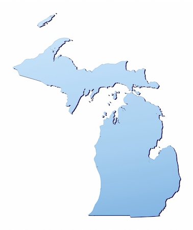 simsearch:400-04511519,k - Michigan(USA) map filled with light blue gradient. High resolution. Mercator projection. Foto de stock - Super Valor sin royalties y Suscripción, Código: 400-04511516