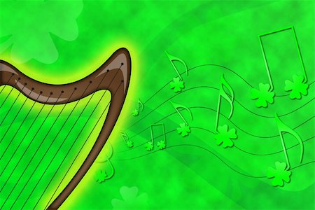 druids symbols - Musical harp fantasy for Saint Patrick's day celebration Stock Photo - Budget Royalty-Free & Subscription, Code: 400-04511958