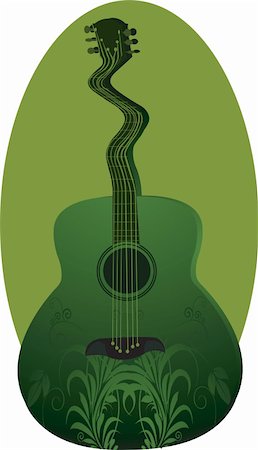 simsearch:614-01433957,k - Illustration of a decorated guitar in green background Stock Photo - Budget Royalty-Free & Subscription, Code: 400-04512267