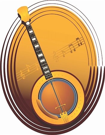 Illustration of a mandolin with music notes Stock Photo - Budget Royalty-Free & Subscription, Code: 400-04512261