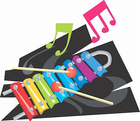 Illustration of a bamboo xylophone with music notes Fotografie stock - Microstock e Abbonamento, Codice: 400-04512284