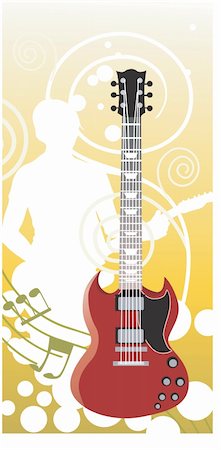 Illustration of a guitar with music notes Stock Photo - Budget Royalty-Free & Subscription, Code: 400-04512281