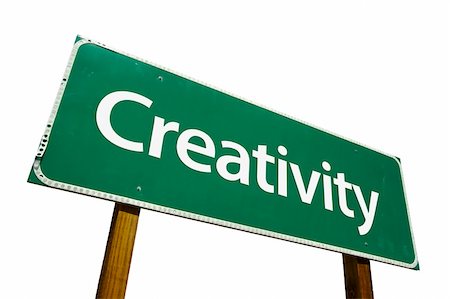 Creativity- road-sign. Isolated on white background. Includes Clipping Path. Stock Photo - Budget Royalty-Free & Subscription, Code: 400-04512470