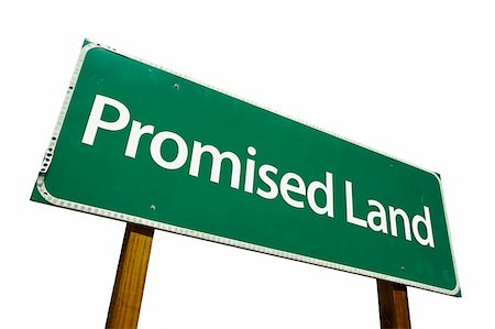 simsearch:400-04691775,k - Promised Land - road-sign. Isolated on white background. Includes Clipping Path. Stockbilder - Microstock & Abonnement, Bildnummer: 400-04512506