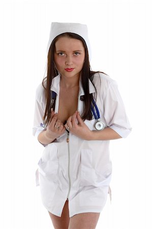 stethoscopes art - sexy nurse with stethoscope on white background Stock Photo - Budget Royalty-Free & Subscription, Code: 400-04512669