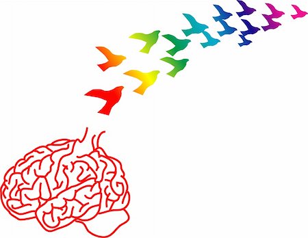 vector illustration for a broken brain cage and ideas just like birds flying away, brain drain, metaphors Stock Photo - Budget Royalty-Free & Subscription, Code: 400-04512834