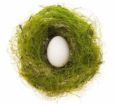 simsearch:400-05040794,k - White egg in a small nest from a green grass on a white background Stock Photo - Budget Royalty-Free & Subscription, Code: 400-04513210