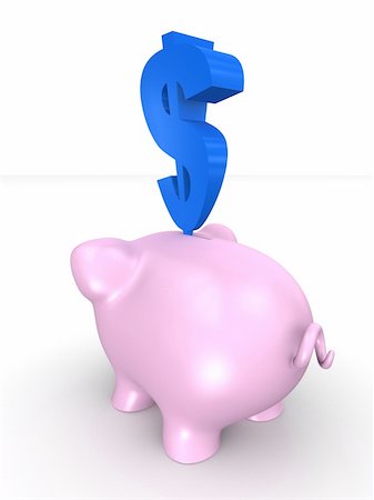 3d rendered illustration of a pink piggy bank and a blue dollar sign Stock Photo - Budget Royalty-Free & Subscription, Code: 400-04513389