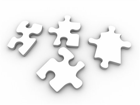 3d rendered illustration of some white puzzle pieces Stock Photo - Budget Royalty-Free & Subscription, Code: 400-04513409