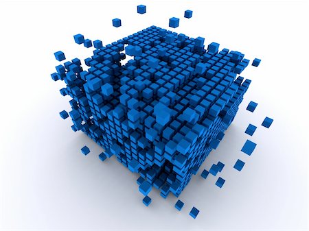 simsearch:400-03967200,k - 3d rendered illustration of many abstract blue cubes Foto de stock - Royalty-Free Super Valor e Assinatura, Número: 400-04513416