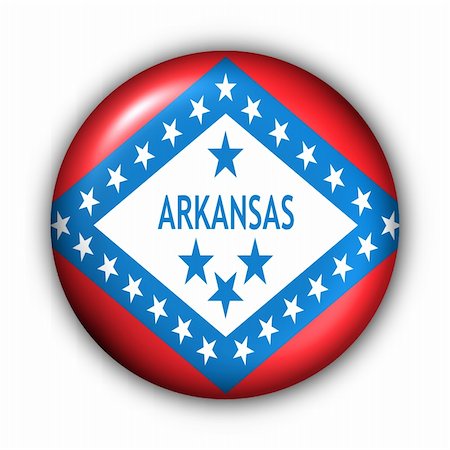 USA States Flag Button Series - Arkansas (With Clipping Path) Fotografie stock - Microstock e Abbonamento, Codice: 400-04524045