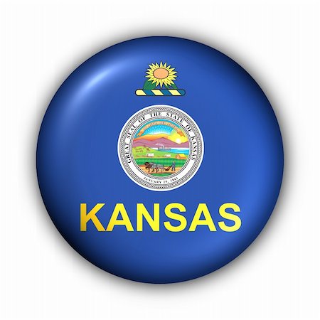 USA States Flag Button Series - Kansas (With Clipping Path) Stock Photo - Budget Royalty-Free & Subscription, Code: 400-04524049