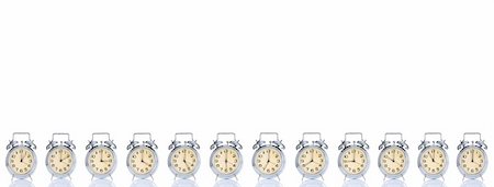 simsearch:400-04690033,k - group of alarm clock with times 12 clock on white background Stock Photo - Budget Royalty-Free & Subscription, Code: 400-04524094