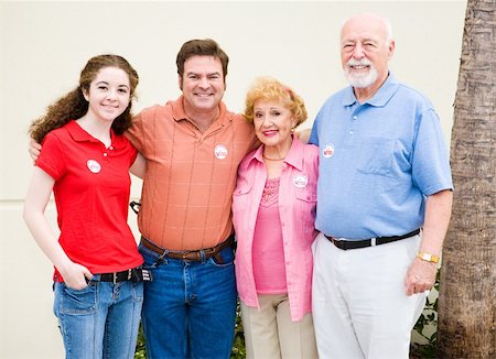 Family wearing their I Voted stickers.  (stickers are generic, not trademarked) Stock Photo - Budget Royalty-Free & Subscription, Code: 400-04524357