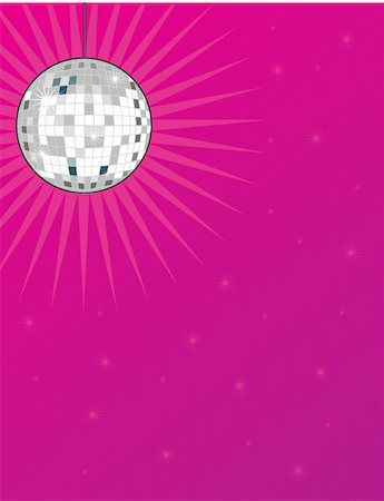 disco ball in 70 - A shiny disco ball on a bright pink background with stars Stock Photo - Budget Royalty-Free & Subscription, Code: 400-04524374