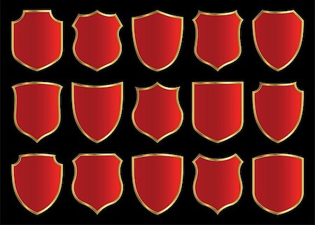 simsearch:400-05260635,k - red shield with gloden border; design set with various shapes Stockbilder - Microstock & Abonnement, Bildnummer: 400-04524528