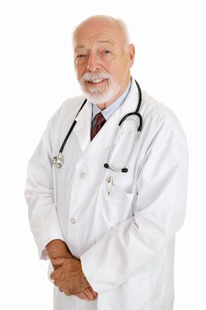 simsearch:400-05192323,k - Portrait of experienced, mature doctor isolated on white. Stock Photo - Budget Royalty-Free & Subscription, Code: 400-04524729