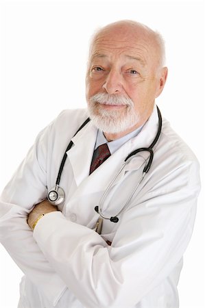 simsearch:400-05192324,k - Portrait of a kind, experienced doctor.  Isolated on white. Stock Photo - Budget Royalty-Free & Subscription, Code: 400-04524730