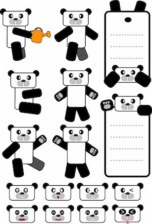 vector illustration for 16 type of panda bear design: message board, emotion, action, Stock Photo - Budget Royalty-Free & Subscription, Code: 400-04524792