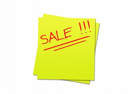 post it note on notice board picture - yellow sticky note, red sale Stock Photo - Budget Royalty-Free & Subscription, Code: 400-04525077