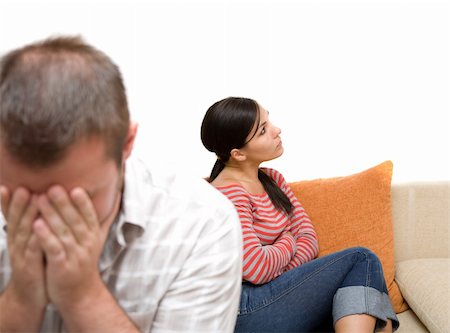 divorced family - angry couple sitting on sofa Stock Photo - Budget Royalty-Free & Subscription, Code: 400-04525363