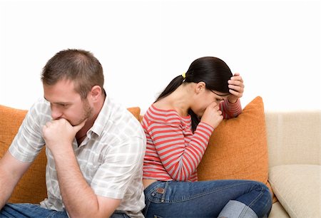 divorced family - angry couple sitting on sofa Stock Photo - Budget Royalty-Free & Subscription, Code: 400-04525385