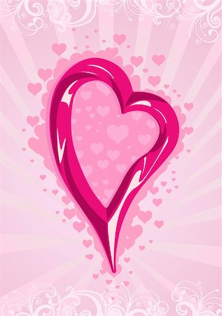 simsearch:400-07261564,k - Vector illustration of a pink heart on floral wallpaper Stock Photo - Budget Royalty-Free & Subscription, Code: 400-04525479