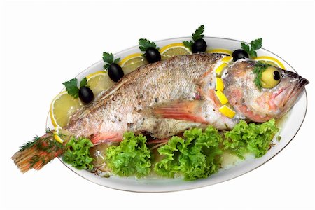 baked fish isolated Stock Photo - Budget Royalty-Free & Subscription, Code: 400-04525571