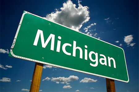 Michigan Road Sign with dramatic clouds and sky. Stock Photo - Budget Royalty-Free & Subscription, Code: 400-04525683