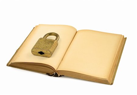 simsearch:400-04023924,k - open old book with padlock on white background Stock Photo - Budget Royalty-Free & Subscription, Code: 400-04525859