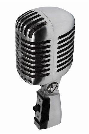 simsearch:400-05672202,k - Beautiful old microphone on a white background Stock Photo - Budget Royalty-Free & Subscription, Code: 400-04526202